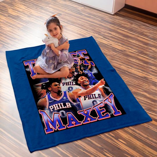 Tyrese Maxey Philadelphia 76ers 90s Style Vintage Baby Blankets