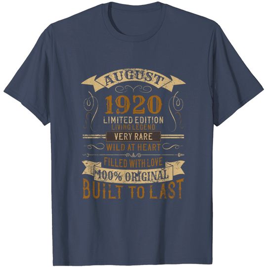 August 1920 100th Birthday Limited Edition T Shirt