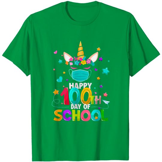 Happy 100th Day Of School Unicorn Face Mask Virtua T Shirt