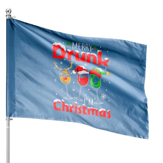 Merry Drunk I'm Christmas Beer Drinking House Flag