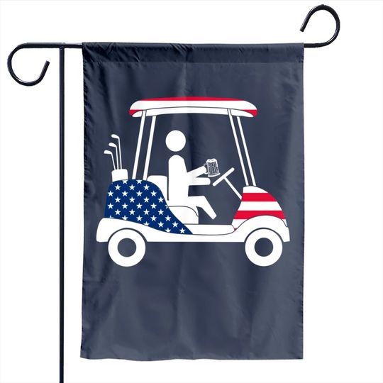 Golfing Beer Drinker | Usa American Flag Golf Cart Gift Garden Flag