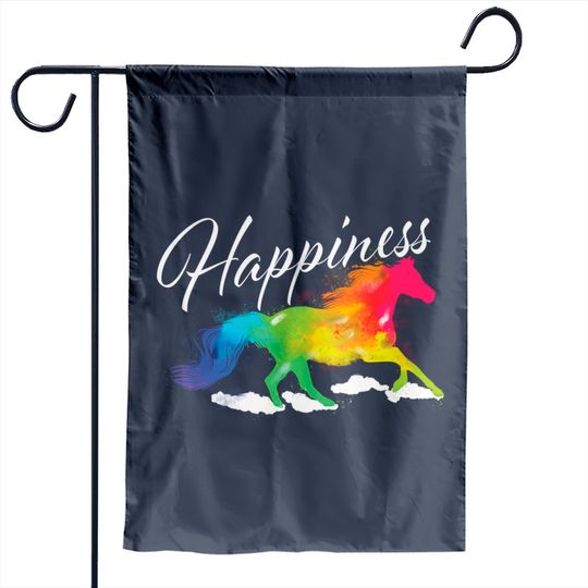 Happiness - Horse Lover Equestrian Horseback Rider Garden Flag