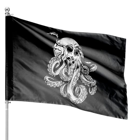 Octopus Skull Monster Kraken Cthulhu Skull House Flag