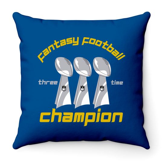 Fun Three Time Fantasy Football League Champion Trophy Throw Pillows