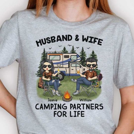 Camping Partners For Life - Gift For Camping Couples, Husband Wife, Personalized Unisex T-shirt, Hoodie, Sweatshirt
