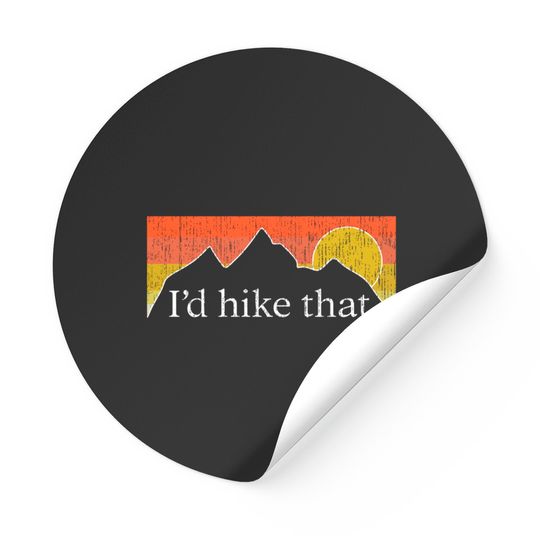 I'd Hike That Hiker Hiking Mountain Sunset Vintage Sticker