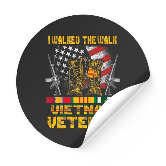 Vietnam Veteran With Us Flag With Combat Boots Patriotic Premium Sticker