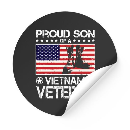 Proud Son Of Vietnam Veteran Us Flag Boots Sticker