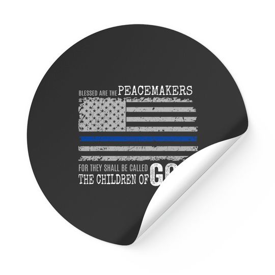 Support Police Thin Blue Line Distressed Flag Bible Verse Sticker