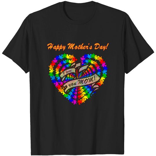 Heart Puzzle Happy Mother's Day T-shirt
