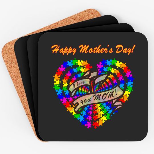 Heart Puzzle Happy Mother's Day Coasters
