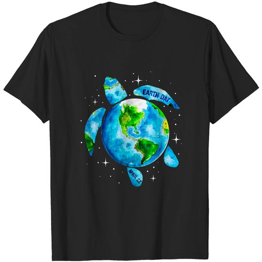 Earth Day 2022 Restore Earth Sea Turtle Art Save the Planet T-Shirt