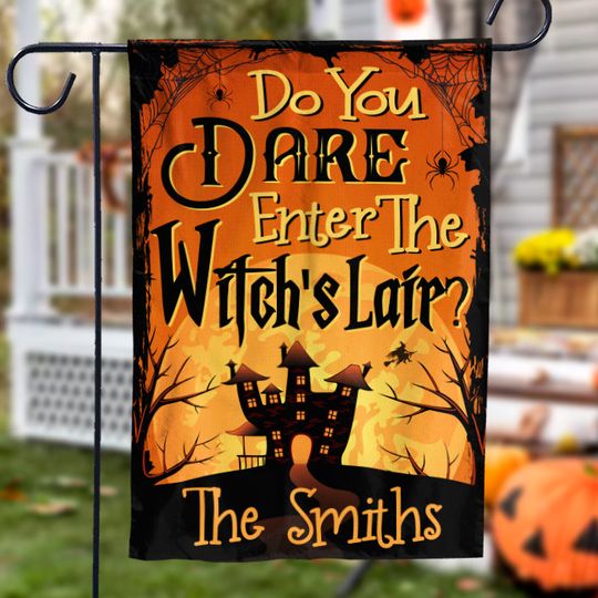 Do You Dare Enter The Witch's Lair - Personalized Flag, Halloween Ideas.