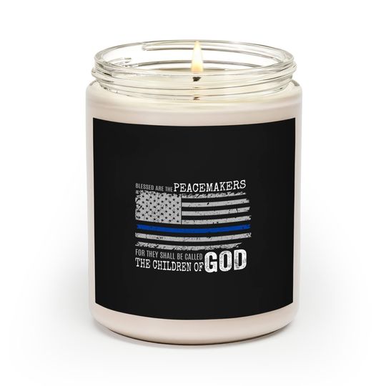 Support Police Thin Blue Line Distressed Flag Bible Verse Scented Candles