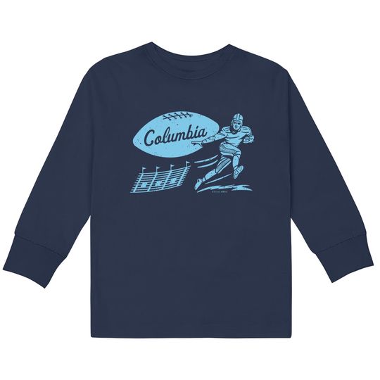 Vintage College Football - Columbia Lions (Blue Columbia Wordmark) - Columbia University -  Kids Long Sleeve T-Shirts