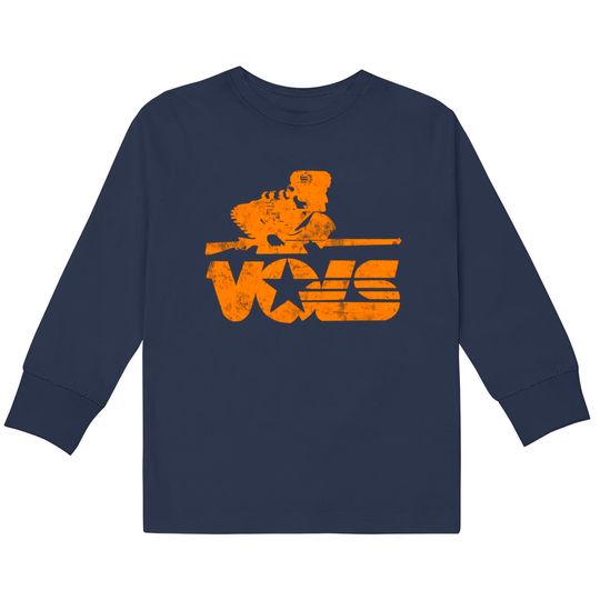 Tennessee Vols Silhouette Mascot Logo Distressed - Tennessee -  Kids Long Sleeve T-Shirts