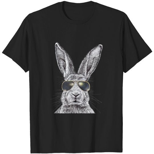 Fluffy Rabbit T-Shirt Bunny Rabbit Portrait In Police Sunglasses