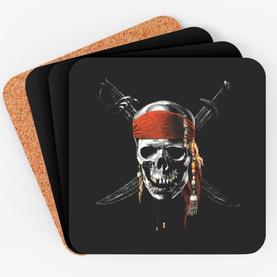 Pirates Of The Caribbean Chrome Skull Coasters, Pirates Of The Caribbean Coaster, Jack Sparrow Coaster