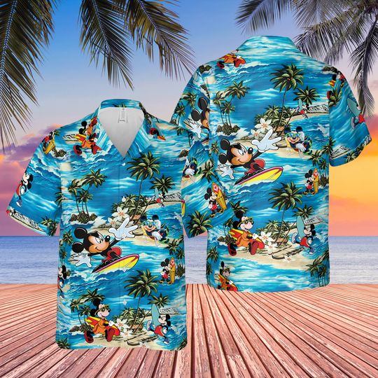 Disney Mickey Mouse Hawaiian Shirt, Mickey Mouse Hawaiian Shirt Summer Button Up