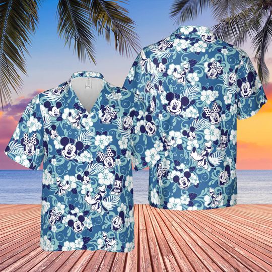 Disney Mickey Mouse Floral Aloha Hawaiian Shirt, Summer Button Up, Summer Trip Family Hawaiian Shirt