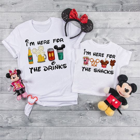 Disney Shirt, Here For The Snacks, Here For The Drinks, Epcot Shirts, Disney Shirts, Epcot Beer and Wine