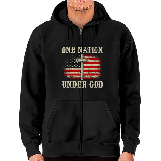 One Nation Under God American Flag Christian Pride Zip Hoodies