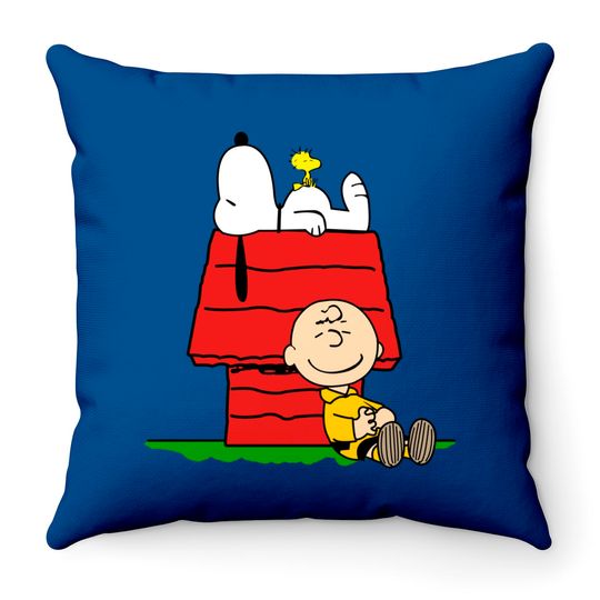 Snoopy Woodstock and Charlie Brown take a nap - Snoopy - Throw Pillows