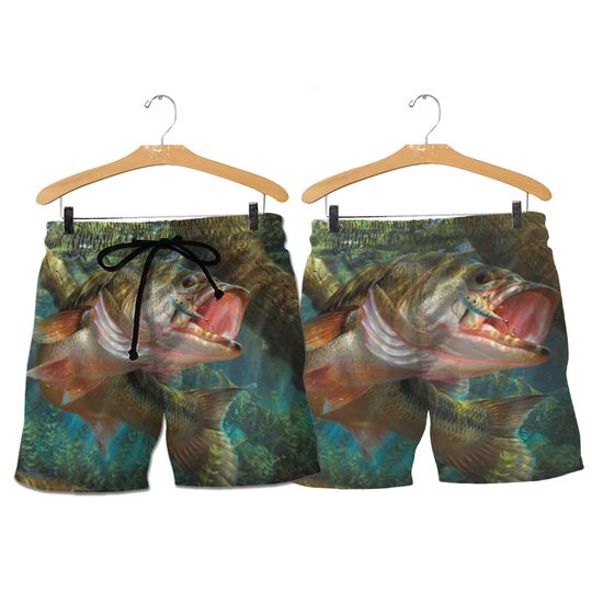 Large Bass Fish Mens Swim Trunks 3D Print Quick Dry Board Shorts Swimwear