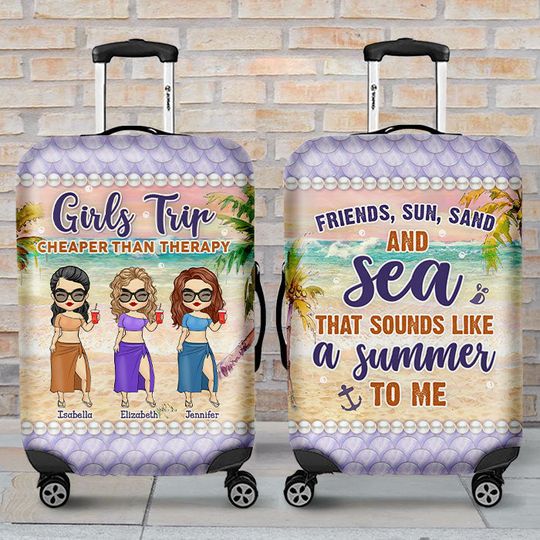 Friends Sun Sand And Sea - Gift For Bestie, Personalized Luggage Cover
