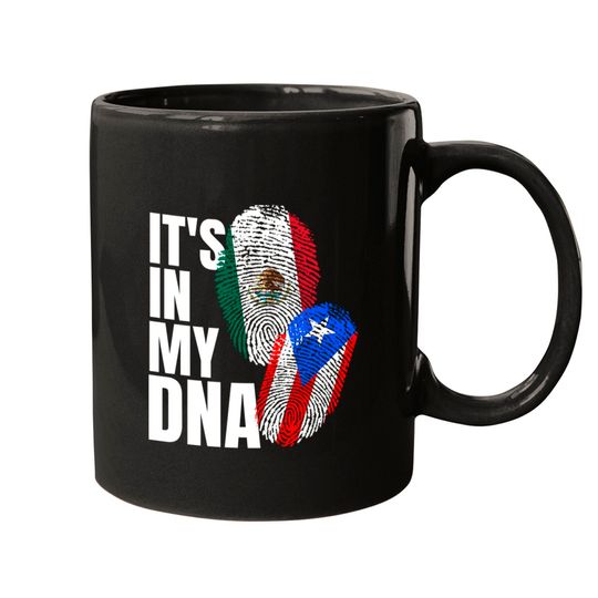 Puerto Rican Plus Mexican DNA Mix Flag Heritage Gift - Puerto Rican And Mexican Mix Heritage - Mugs