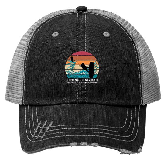 Kite Surfing Dad Vintage Sunset Beach Kite Surfing Lover Print Trucker Hats