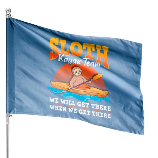 kayak sloth kayaking gift House Flags