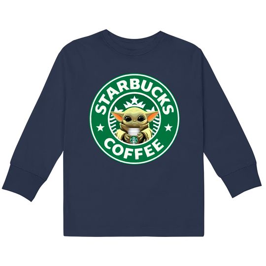 Baby Yoda Starbucks  Kids Long Sleeve T-Shirts