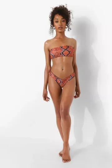 Snake print Women's Strapless Bikini Swimsuit