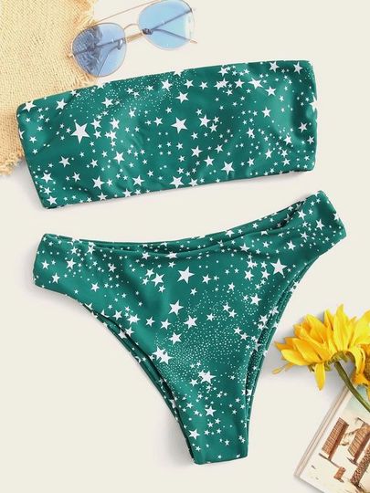 Stars print Women's Strapless Bikini Swimsuit