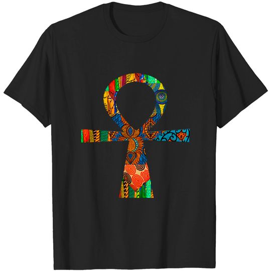 Colorful African Print Ankh - Egyptian Symbol - T-Shirt