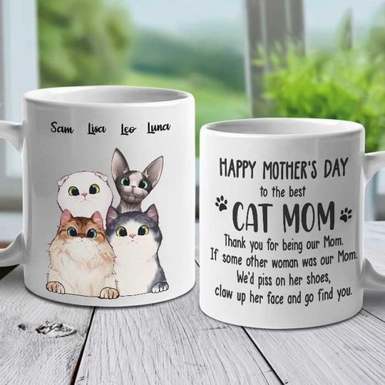 To The Best Cat Mom Thank You For Being Our Mom - Personalized Mug