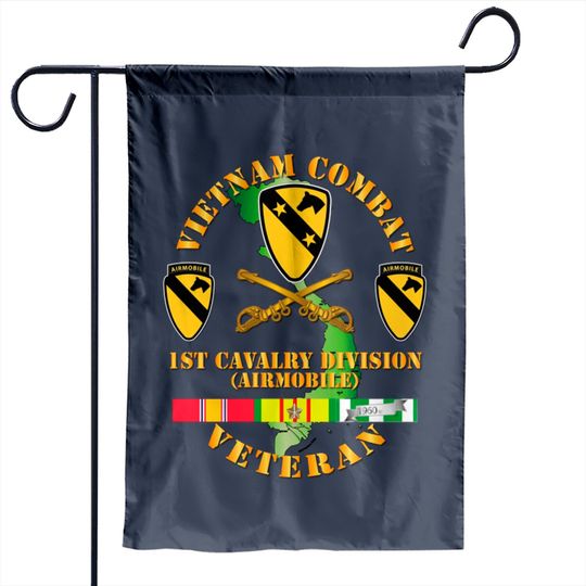 Vietnam Combat Veteran w 1st Cav DUI - Vietnam Combat Veteran W 1st Cav Dui - Garden Flags