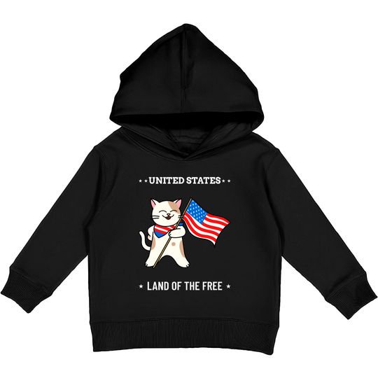4th of July Cat - 4th Of July Cat - Kids Pullover Hoodies
