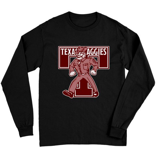 Vintage Texas Aggies Mascot Logo Clean - Aggies - Long Sleeves