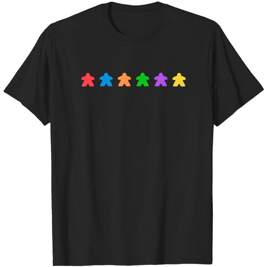 Rainbow Meeples - Board Games and Meeple Addict - Board Games - T-Shirt