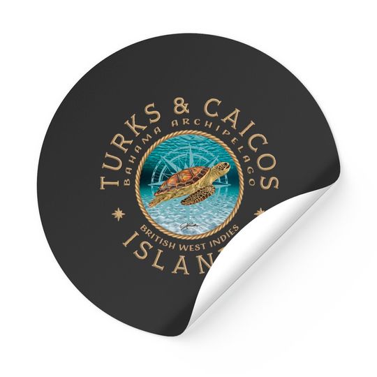 Turks & Caicos Islands, Sea Turtle - Turks Caicos Islands Sea Turtle - Stickers