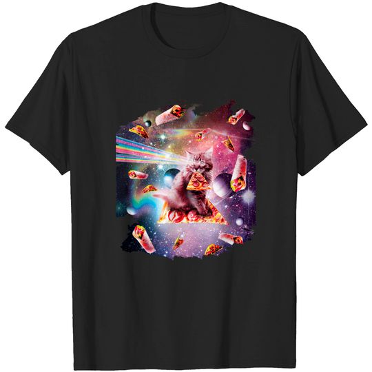 Outer Space Pizza Cat - Rainbow Laser, Taco, Burrito - Outer Space Pizza Cat Rainbow Laser - T-Shirt