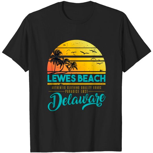 Lewes Beach Delaware Sunny Sundown Palms Tee T-shirt