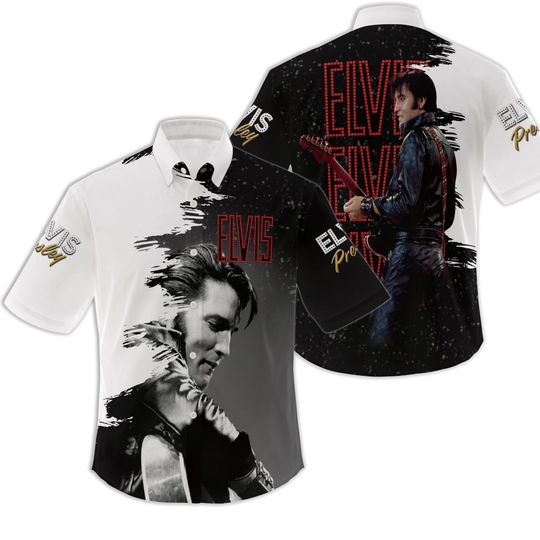 Elvis Hawaiian shirt, Presley summer aloha shirt, Elvis The King Of Rock & Roll Hawaiian Shirt