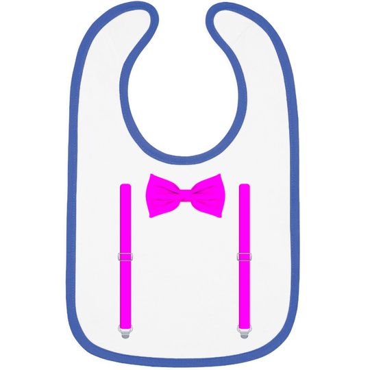 Pink Bow Tie With Suspenders Funny Wedding Gift Bibs