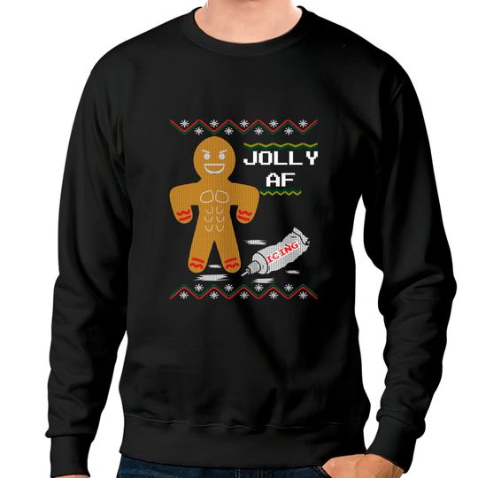 Jolly AF Gingerbread Man Body Builder Ugly Christmas Sweater Sweatshirt