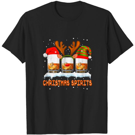 Christmas Spirits Bourbon Scotch Whiskey Xmas T-Shirt