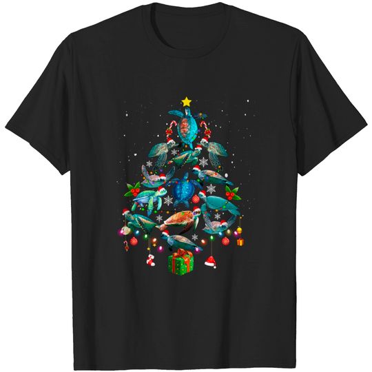 Sea Turtles Lover Xmas Gift Sea Turtle Christmas Tree T-Shirt