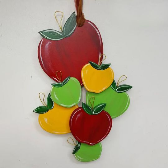 Cluster of Fall Apples 3D door hang in any colors you want even all 1 color